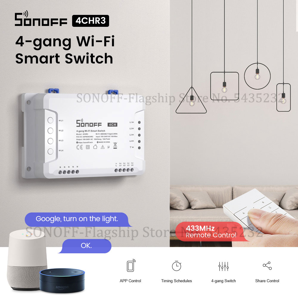 Smart Light Switch Wifi - Itead SONOFF 4CH R3 Wifi اللاسلكية