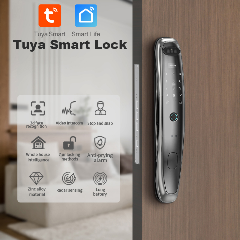 Tuya WiFi كاميرا قفل ذكي ثلاثي - مراجعة Smart Door Lock Wifi وسعره
